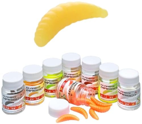 10x Mikado 42mm Käse Gelb künstliche Bienenmaden Maden Forellenköder in Dose