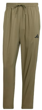 adidas Herren Essential Three Stripes Stanford Open Hem Pants, Olive Strata/Black, L
