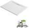 Pack receveur de douche antidérapant 100 x 80 JACOB DELAFON Flight Pure rectangle blanc + Kit d'étanchéité WEDI + Pieds