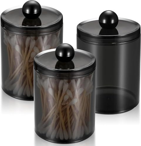 3 Pezzi Porta Cotton Fioc per Bagno, Porta Dischetti Struccanti con Coperchio, Contenitore Cotton Fioc, Contenitore per Bastoncini di Cotone Camera da Letto Ideale per Organizzare Batuffoli Cotone