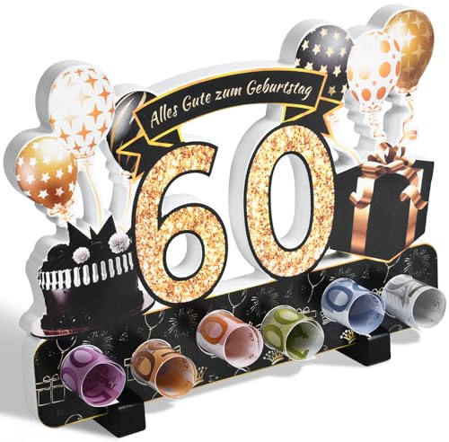 Yibat Geldgeschenke Verpackung zum 60 Geburtstag Mann Frau Geldgeschenke, 60 Geburtstag Mann Frau Aus Holz Deko, für Geburtstag Geschenk, Tischdeko Geburtstag Verwendet Werden