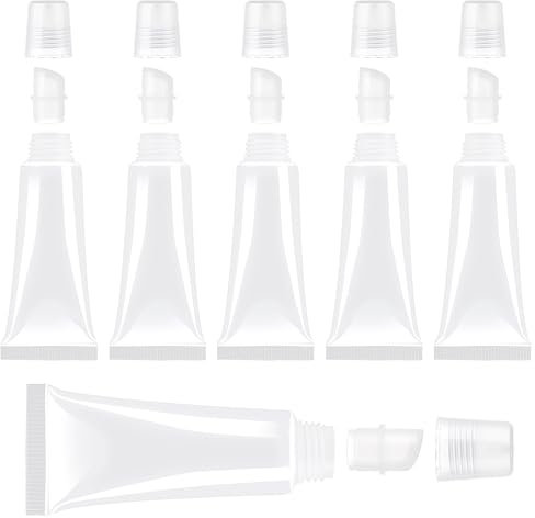 6 Stück Lipgloss Behälter Leere Lipgloss Tuben 10ml Lippenpflege Tube Transparente Kunststoff Weiche Selber Machen für Kosmetik Make up Reise
