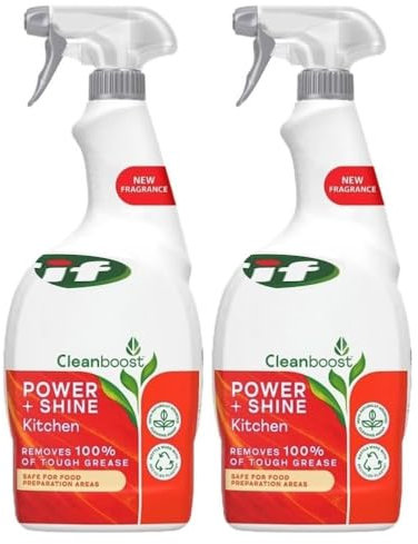 Cleanboost Power Shine Kitchen Spray 700ml x 2, Compatible with Cif Cleaning Wipes for Power Shiny Surface Hob Worktop, Cleaner Grease Remover with Welari Thank You Card | (2pack)