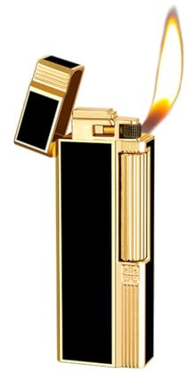 YHBNJIGW Accendino Regolabile a butano, Accendino Portatile Antivento in Metallo, Accendino con Mola a Scorrimento Laterale, Accendino a Fiamma Regolabile (butano Non Incluso)(Black)