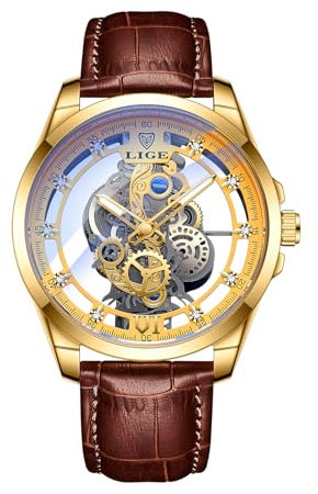 LIGE Uhren Herren Wasserdicht Analog Modisch Klassisch Skelett Transparentes Zifferblatt Armbanduhr, Automatisch Mechanisch Leuchtend Elegant Edelstahl Luxuriös Silber Business Uhr für Manner