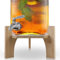 LEKEFETO Distributeur de boissons en bois - Support pour distributeur de boissons - Rond - Support de couvercle - Pour pique-niques, fêtes, ornements, mariages (21,5 cm)