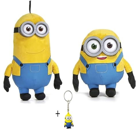 Play by Play Minions Rise of Gru Minions Plüschtier Premium Kuscheltier Neu Auswahl Bob, Otto, Kevin, Stuart, Dave mit PVC Augen Original Lizenz (Kevin + Bob 2er Set)