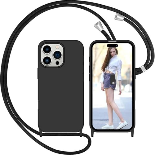 Nupcknn Coque pour iPhone 16 Pro Max avec Cordon, Liquide Silicone Coque Collier Réglable Téléphone Étui Portable Lanyard Case Protection Complète Cover de iPhone 16 Pro Max