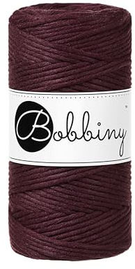 Bobbiny Makramee-Schnur, 3 mm, einlagig, 100 m, Farbe:Burgundy