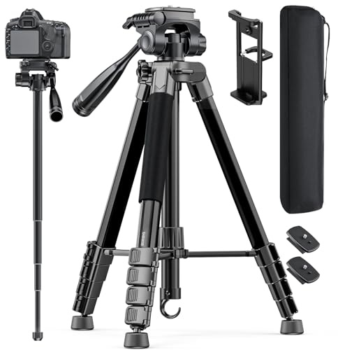 SHUTSMI Kamera Stativ 186cm, für Mirrorless Camera/Handy/DSLR/Camcorder, Einbeinstativ mit Tragetasche