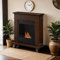 Dmora - Bioethanol-Kamin Dstijepovi, Ökologischer Kamin, Rauchfreies Feuer, Heizung mit Ethanol, Made in Italy, 91x90 h28 cm, Braun