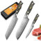Damascus Knife Set, 3 PCS Chef's Knife Set Made of 67 Layers of Vg-10 Damascus Steel, Professional Santoku Knifes Kiritsuke Knifes Universal Knife,Ergonomic Natural Resin Handle,Gift Box