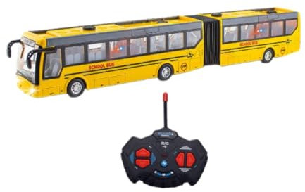Amagogo Funkferngesteuerter Bus, Ferngesteuertes Auto, Maßstab 1:32, Türen zum Öffnen, Geschenke, 27 MHz, realistische Lichter, Schulbus, Modell, Spielbus, Gelb Lang