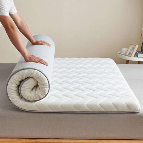 Colchón de futón japonés plegable para viajes, tatami, camping, suelo, dormitorio universitario, colchón plegable portátil para cama de invitados (blanco, 80 x 190 cm)