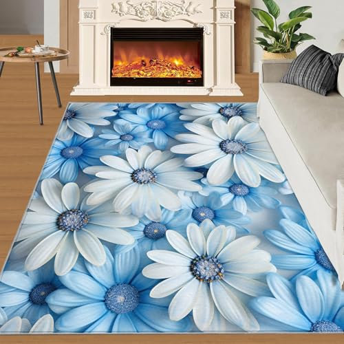 SANSJI Lila Glitzer Teppich 120 x 170 cm rutschfest Wohnzimmer Magische Muster Waschbar Teppich mit verträumtem Farbverlauf Schmutzabweisend für Zuhause Büro