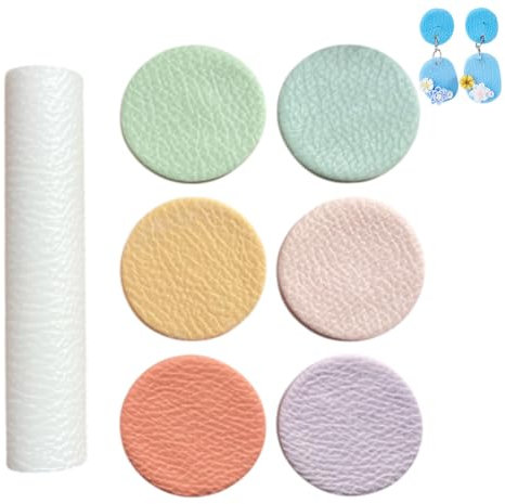 HOBBIESAY Rouleau Texture pour Pâte Polymère Feuilles Texture Pâte Polymère Pâtes Polymères Textures Cuir Rouleau Gaufrage Textures Poterie Rouleaux pour Boucles D'Oreilles en Pâtes Polymères Bijoux