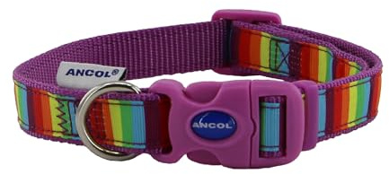 Ancol Rainbow Patterned Adjustable Dog Collar To Fit Neck 20-30 cm Size1-2