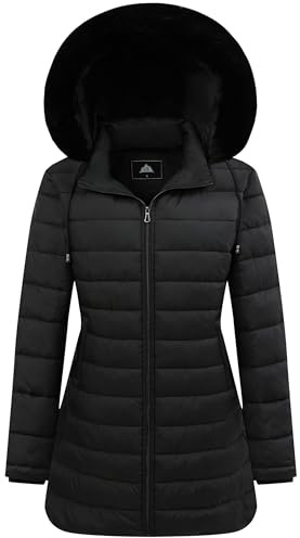 GOLDLADIES Women's Waterproof Long Hooded Down Jacket