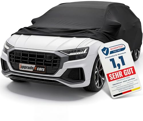 Upgrade4cars Autoabdeckung Indoor Stretch Schwarz SUV S 415-455 cm | Abdeckplane aus Stoff | dehnbar & passgenau | Garage & Innenbereich | ideal für Premium | sitzt straff