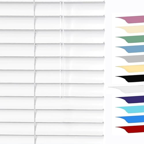 25mm Slats Blinds Aluminum Alloy Venetian Blind W 26-190cm × H 56-300cm Vertical Blinds Horizontal Blinds For Window Door Light Filtering Privacy Shades(White)