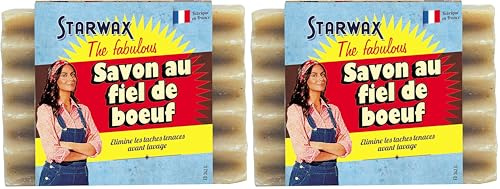 STARWAX THE FABULOUS Gallseife Fleckenseife, 100g, Entfernt hartnäckige Flecken, Blut Fett Wein Tinte Gras, Vor dem Waschen, Natürlich biologisch abbaubar, Seifenstück (Packung mit 2)