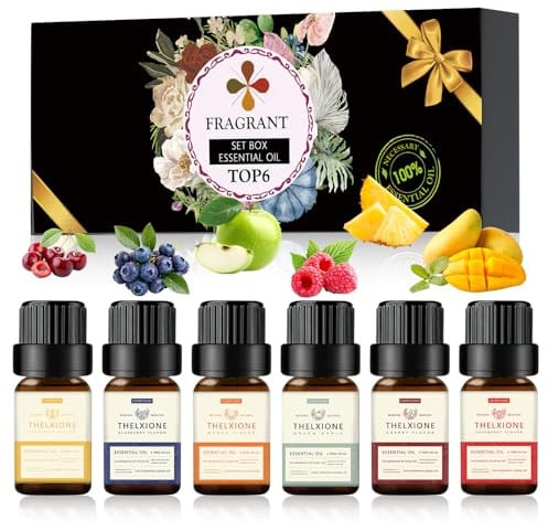 SilverChry Aroma Öl Geschenkset,6x10ml,Blaubeeren, Mangos, Kirschen, Himbeeren, grüne Äpfel, Ananas,Natur Ätherische Öle Set,für Diffusoren und DIY-Kerzen
