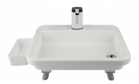 predolo Lavello da Campeggio con Pompa Materiali Sicuri Lavandino Mobile da Esterno Contenitore Portaoggetti Stazione Lavaggio Mani Portatile, Bianco