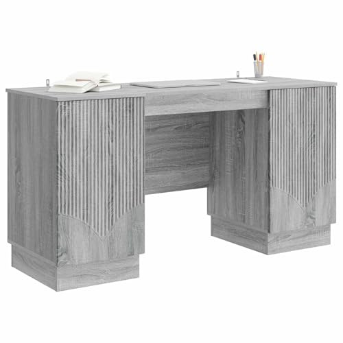 vidaXL Schreibtisch Graues Sonoma 142,5 x 50 x 75 cm Holzwerkstoff, Moderne Wohnzimmermöbel, rechteckig, vielseitig, viel Stauraum, anpassbar für lebendige Räume