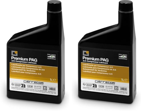 ERRECOM PAG Universal - 1 L, Lubrifiant pour Compresseurs de Climatisation automobile, y compris les Compresseurs Électriques, fonctionnant avec gaz réfrigérants R134a et R1234yf (Lot de 2)