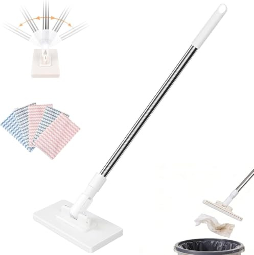 Lazy Snap Grip Mop Clip On, Disposable Dust Mop with 5 Reusable Cloths, Hands-Free Cleaning Tool Mini Mops for Cleaning Floor, Wall, Window, Bathroom, Kitchen