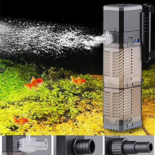 LONDAFISH filtro para acuario,oxigenador de acuario y bomba de aire de acuario 3-en-1 silencioso y de bajo consumo multifuncional interno filtro de acuario 900L/20W