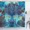 ABAKUHAUS Ethnique Rideau de Douche, Les Arbres Mandala, Tissu Ensemble de Décor de Salle de Bain avec Crochets, 175 x 200 cm, Turquoise Brown
