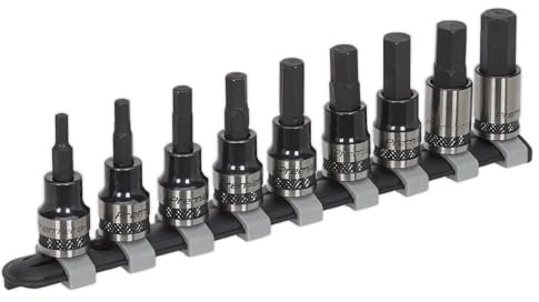 Sealey AK7986 9pc 3/8Sq Drive Hex Key Socket Bit Set - Black Series
