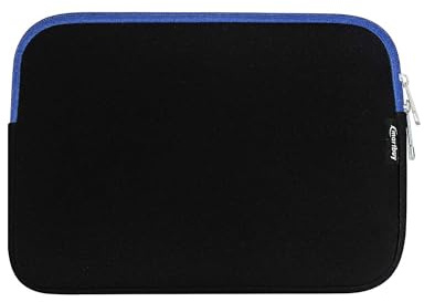 Emartbuy Black/Blue Neoprene Laptop Sleeve 10-12 Inch | Premium water-resistant neoprene with full-zip closure; Lightweight; Compatible with Notebooks and Tablets