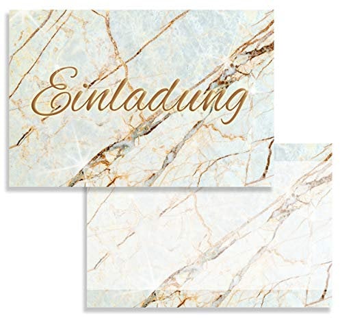 Klasse Einladungskarten mit Umschlägen 10 er Set 2 seitig Marmor hochwertig Einladung Geburtstag Feier Jubiläum 20 30 40 50 60 70 80 Hochzeit Geburtstagsfeier Einladungskarte beige elegant