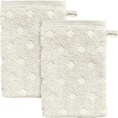 Erwin Müller Walk-Frottier Waschhandschuh 2er-Pack Baden Baden Natur Größe 15x21 cm - extra saugstark, schnell trocknend, samtweich