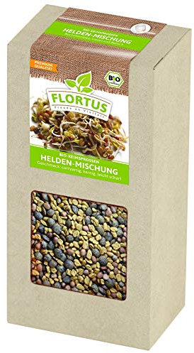 FLORTUS BIO Keimsprossen Helden-Mischung (Bockshornklee, Linsen und Rettich) (200 g) | Gesunde & leckere Keimsprossen | Sprossensaat | Keimsprossen | Keimsaaten