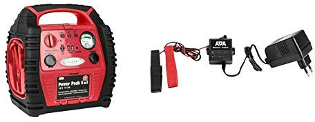 APA 16547NV Power Pack 5in1 mobile Starthilfe, Spannungswandler, Kompressor + APA 16506 Batterie-Trainer 12 V, 0,5 A