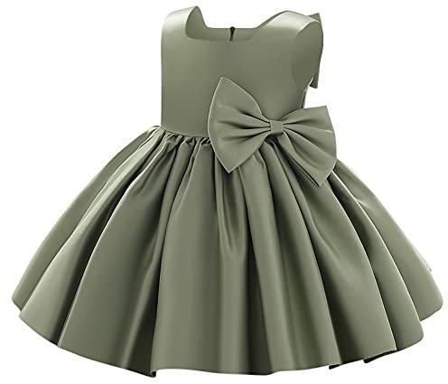 Abito da ballo formale per bambine, con fiocco, tutù, principessa, abito da ballo formale, per compleanno, matrimonio, battesimo, battesimo, Verde militare, 18 mesi