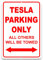 Tesla Parking Only Schild – 20,3 x 30,5 cm, Aluminium Tesla Garagenschilder