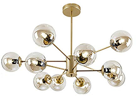 Jane O'troll Bohnen Kronleuchter,Gold Sputnik Kronleuchter 9 8 10 12 16 Leuchten Glaskugel Schattierungen Während Light Globes Decke Hängen E27 Deckenleuchten Für Küche,,Esszimmer-Golden. 10 kopf