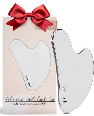 Kitsch Gua Sha Gesichts-Werkzeuge aus Edelstahl, Lymphdrainage-Massager für Gesicht, Kinn & Kiefer, Körper-Gua Sha für Muskelverspannungen, manueller Massage-Stick, Pflegegeschenk für Frauen & Mütter.