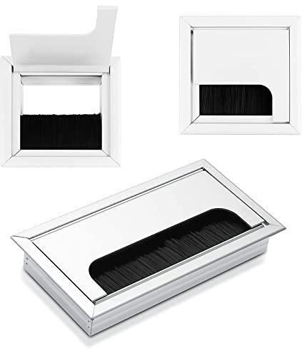 Monsully Cuadrado Pasacables de Aleación de Aluminio, 2 Piezas de 80x80 mm Cuadrado Pasacables Cubierta y 1 Piezas de Tapa Pasacables Mesa Escritorio Cuadrado para Escritorio, Oficina, Encimeras