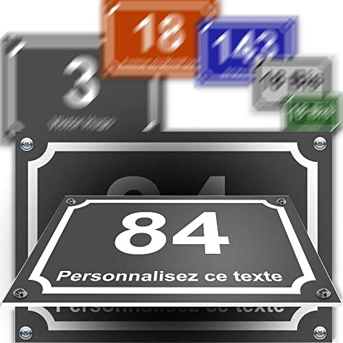 Placa decorativa de PVC para calle, garaje, puerta y buzón, colección clásica: 2 líneas personalizables