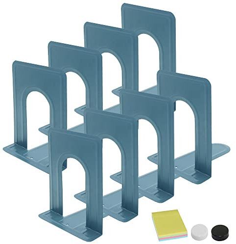 DARUITE Serre Livre Cale Livre Presse Livre Serre Livres en Métal Serre-Livres Accessoires Bureau Rangement Serre Livre Enfant, pour la Maison, Bureau, l'école(Bleu, 126 x 147x 170 mm - 4 Paires)