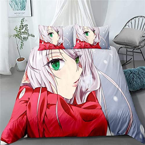 High School DxD Toujou Koneko Anime Bettwäsche-Sets Cartoon 3D-gedrucktes Polyestergewebe 1 Bettbezug + 2 Kissenbezüge (keine Bettdecke)