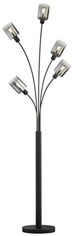 Fischer & Honsel | Stehleuchte, Iska | sandschwarz| Glas| rauchfarben zu klar| H: 171,50 cm, D: 53,50 cm| | 5x E14 max. 10,0 Watt| 40429