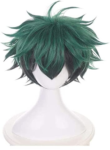 WELLHY Anime Cosplay Perücke My Hero Academia Midoriya Izuku Deku Anime Fair Halloween Party Karneval Perücke Männer und Frauen Perücke Anime Fans Geschenk (kurzes grünes Haar) KEEBON Coser Perücke