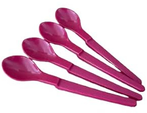 Tupperware - Set di 4 cucchiai da appendere con manico lungo angolato, 14 cm, colore: Lampone