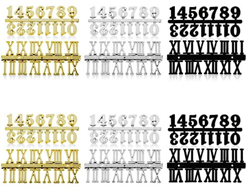 Teaaha Set di 12 cifre per orologio da parete, con numeri arabi e romani, numeri adesivi, numeri di orologi digitali fai da te, accessori di riparazione